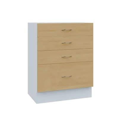 MS - 6Z41 spodní skříňka, 4-zásuvková, 908x654x600, korpus bílý, čílka javor horský